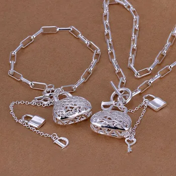 Посребрени бижута, сребро-бижута бижута комплект чанта с висулка / RJFAQWKR Bracelet206 Necklace044