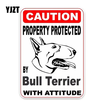 YJZT 10*14.2 CM собственост е защитена бул териер кучето е украса на колата броня PVC високо качество на автомобила на стикера на C1-4762