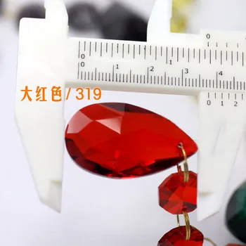 6 бр./лот (105 mm)червен кристал стъкло висулка за полилеи призми части (38 мм Crystalangel сълза с 3шт 14 мм осмоъгълник мъниста) декор