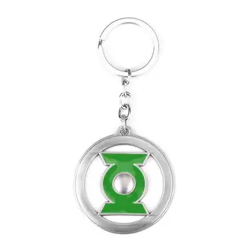 2 цвят филм Зелен Фенер мъжете ключодържател метал Зелен емайл кръг ключодържател медальон бижута