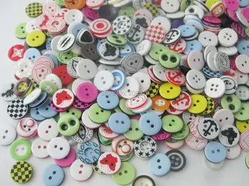 NBNLOO ръчно изработени scrapbooking декоративни копчета от 200 бройки случайно смесени смола копчета и шивашки аксесоари