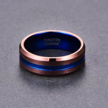 8 мм широчина на метала кафяв, син цвят на Мъже, Жени, пръстени с волфрамов карбид двойка Anillos годежни пръстени