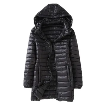 2017 нова зимни дамски тънък памучен яке с качулка, женски паркове палто тънък топъл дълъг ръкав Midi Long Plus Size 5XL на горно облекло WZ002