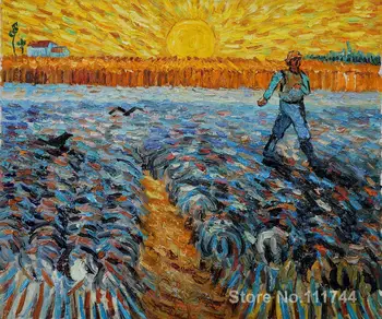 Стенно изкуство Сеячът с заходящим слънцето Винсент Ван Гог картини върху платно с ръчно изработени с високо качество