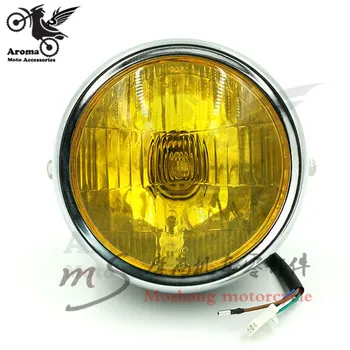 ретро жълт прозрачен обектив скутер лампа moto главоболие светлина за honda CG 125 фарове, халогенни moto фарове мотоциклет светлини