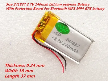 Размер 241837 3.7 V 140mah литиево полимерна батерия с защитна цена за Bluetooth, MP3, MP4, GPS батерия