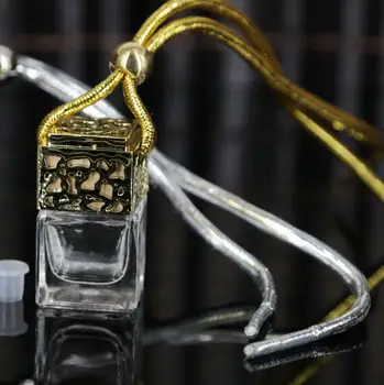 6 мл сребро и злато за еднократна употреба квадратна бутилка с капачка, автомобилна декорация стъклен флакон парфюм LX1053