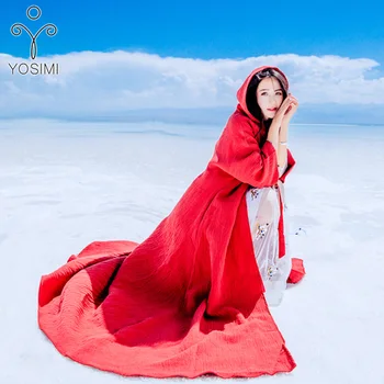 YOSIMI 2018 пролет есен костюм за Макси елегантен бельо Див дълъг женски качулка тренч с качулка Дама дъждобран колан червено палто марка дрехи