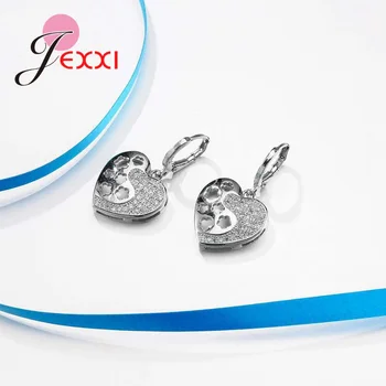 JEXXI най-новият дизайн на бижута сребро 925 проба елегантна сърцето на сватбени декорации обеци с висулка, колиета Безплатна доставка