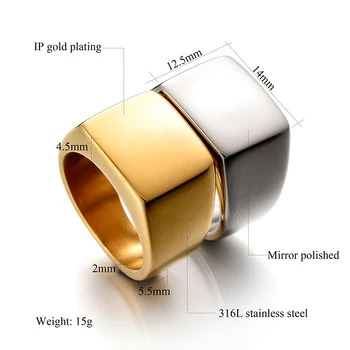 Нова мода мъжки пръстен от сребро черно златист цвят 316L неръждаема стомана годежен пръстен качеството на огледалото полиран Титанов пръстен Никога не изчезва