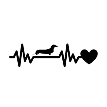 19*5 см такса сърцебиене Линията на живота винил колата творчески карикатура декоративни стикери черен / сребрист C6-1244