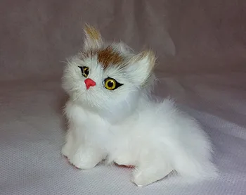 моделиране сладък котка 11x4x10cm играчка модел от полиетилен и козината на котката модел за декорация на дома подпори, модел подарък d197