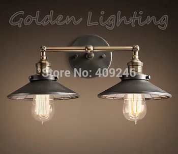 2016 Hot Vintage RH Loft Industrial Wall Lamp Double Heads окачен лампа Edison Bulb 22 СМ Home Bar Decor Lighting