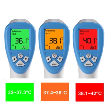 Цифров Инфрачервен термометър IR-измерване на температурата на тялото за детска повърхността на челото безконтактен пистолет LCD дисплей син / зелен/виолетов