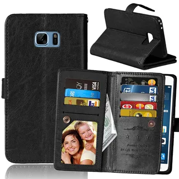 На корпуса Fundas 9 Card Case за Samsung Galaxy S7 Cover ПУ Leather Flip Stand мултифункционален портфейл фоторамка телефон чанти