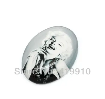 20pcs секси портрет на Мерилин Монро, с Овална стъклен купол кабошон плоски гърба 25x18 мм за тава подвесная делото M0641