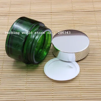 50 г зелена стъклена банка за нощен крем или серум за очи или есенции гел / хидратиращ крем / гел/грижа за кожата пот козметична опаковка