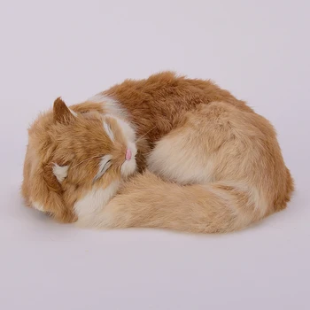 сладък жълт за симулация котката играчка пластмаса и кожа спящата котка кукла подарък 25x20x11cm 1305