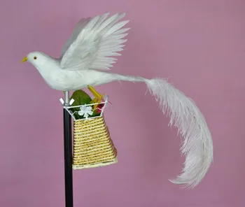 нова красива имитация на летящи Финикс играчка бяла длиннохвостая птица подарък от около 30х26см