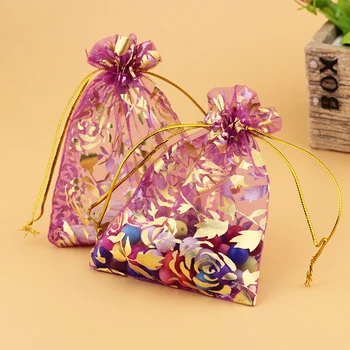 17x23cm лилаво дантела чанта подарък сватбени бонбони чанта за съхранение на бижута опаковка от органза чанти Безплатна доставка