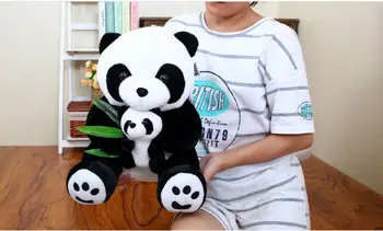 голям нов плюшен панда чудесна играчка панда майка и бебе кукла подарък от около 50 см