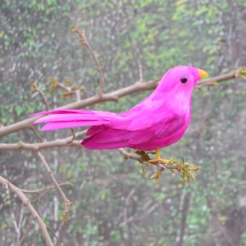 хубава имитация на тъмно розова птица реалистична малка птичка кукла подарък от около 13 см