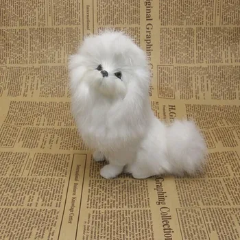 малка симпатична имитация седнали пудели куче реалистична играчка пудел куче кукла около 14x13cm