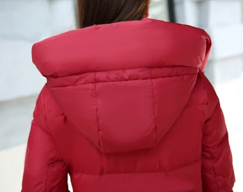 X-long пуховик за зимата с качулка пуховик за жени ултра дълъг топло зимно яке с дължина до коляното червен черен S-XL