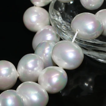 Безплатна доставка горещи продажба естествени бели перли, черупки 16*19 мм, приблизително кръгла нередовни свободни мъниста жени бижута като 15-инчов B2275