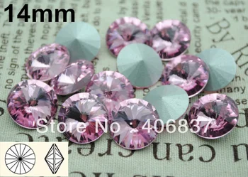 100 бр. / лот, 14 мм, светло розово crystal de rivoli камъни, Безплатна доставка! Китайски Crystal Най-Високо Качество Риволи,