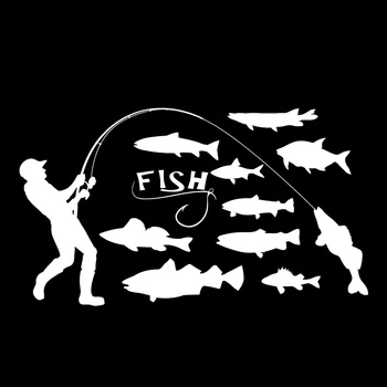 16,7 см*9,5 cm Рибар на риболов риба стикери стикери на автомобилни аксесоари S4-0357