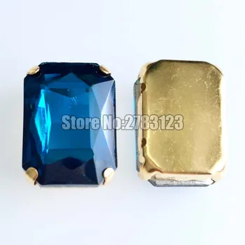Фабричните продажба Peacock blue gold Долния правоъгълник осем квадратни AAA+ кристал Crystal flatback шият нокът кристали SWCJ013