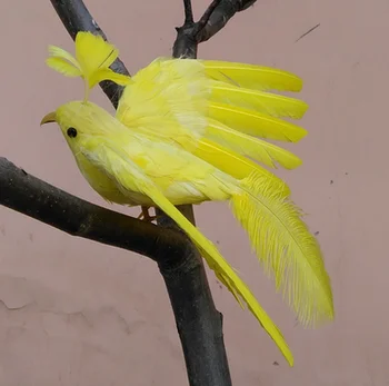 20x28cm пяна и пера жълто Феникс изкуствена птица занаят, украса на градината разчита подарък a2539
