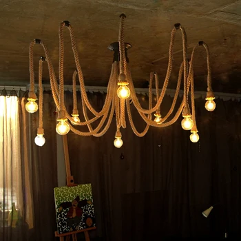 Реколта въжени висящи лампи лампа за таван на творческата личност промишлена крушка от Едисон лампа американски стил за декориране на дневната