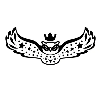18. 8x8cm Flying Crown Owl Art Originality Vinyl стикер на колата стикер черен / сребрист S6-2479
