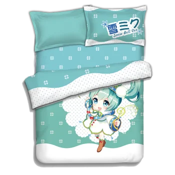 Японското аниме Хацунэ Мику кърпи спално бельо чаршаф комплекти за легла покривки стеганое одеяло калъфка 4шт