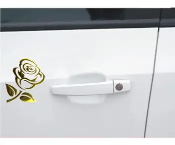 Горещи продажба 10*7.7 cm 3D сребърен или златен цвят на личността кола на кола PVC светоотражающая Роза на колата стикер стикер цветя изкуство аксесоар