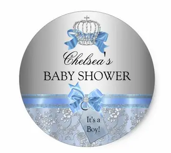 1,5-инчов син Малкият принц на Короната на Baby Shower стикер