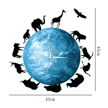 Funlife (TM) Animal World Wall Clock, Glow in the Dark Planet Clock Начало Декор, Quartz Sweep Silence for Bedroom, 30см 12inch