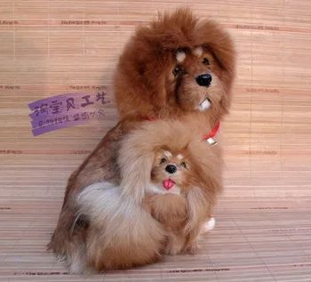 ново моделиране на Тибетски мастиф куче модел играчки полиетилен и кожа Тибетски мастиф майка и бебе кукла подарък от около 20x20x26cm 1874
