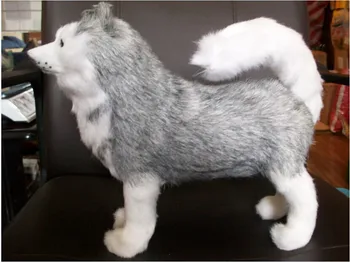 симулационно животно, около 30 см на застояла хъски космати куче емулация хъски кукла , подарък за рожден ден k0705