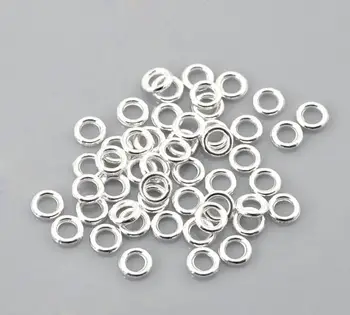 DoreenBeads дребно 500шт сребърен цвят припаянные затворени прыжковые пръстени с диаметър 4 mm(1/8 инча).