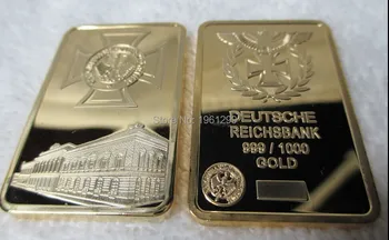 Deutsche Reichsbank 1oz 999 German Eagle реплика злато на кюлчета бар.безплатна доставка на 2 бр. / лот