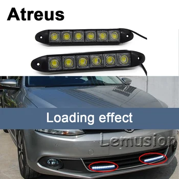 Atreus 2pcs Car LED дневни ходова светлина 12V 6 LED лампа DRL Volkswagen VW Polo Golf 4 5 6 7 Passat B5 B6 T5 Touran аксесоари