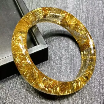Истинско натурално злато рутиловый кристални женски гривна-ТА вътрешен диаметър 57 mm