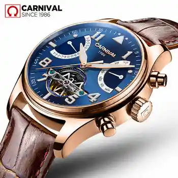Relogio masculino Sapphire TopBrand Carnival автоматични часовници мъжки tourbillion механични водоустойчив часовник мода кожа лукс