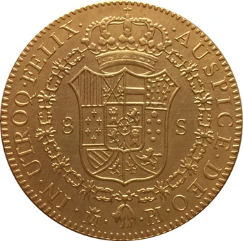 24-K позлатени 1773 Испания 8 Эскудо-Карлос III монети копие Безплатна доставка