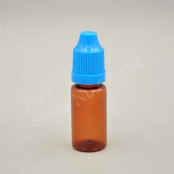 3500шт 10 мл PET пластмасови Кехлибарена бутилка с капкомер кафява течност бутилка с устойчиво на детето капачка и дълга тънка капкомер