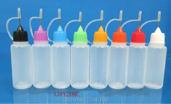 20 мл на 100 бр./лот е PE пластмасова бутилка с капкомер с игла на върха капкомер за E сок, прозрачен САМ за много по-меки бутилки с капкомер