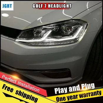 2 елемента стил на колата led светлини за VW golf 2013-2017 за голф главоболие фенер LED DRL обектив двоен Лъч H7 HID xenon Bi xenon леща